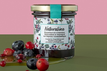 Варенье из клюквы, брусники и черники на сиропе топинамбура